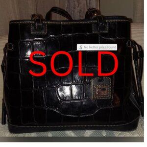 DOONEY DOONEY...Elegant Black Crocodile-Embossed Tote Bag